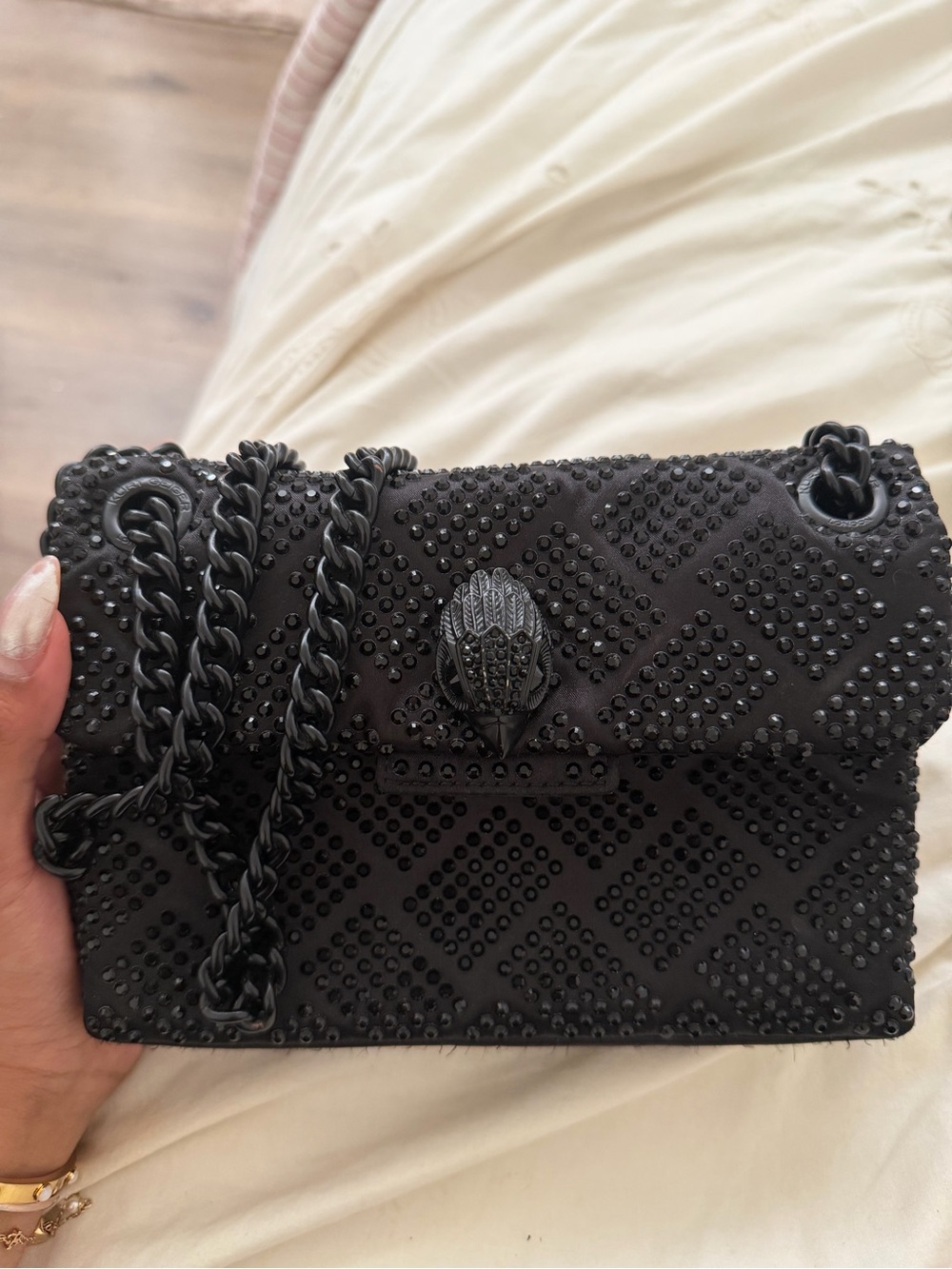 Kurt Geiger Black Studded Chain Crossbody Bag